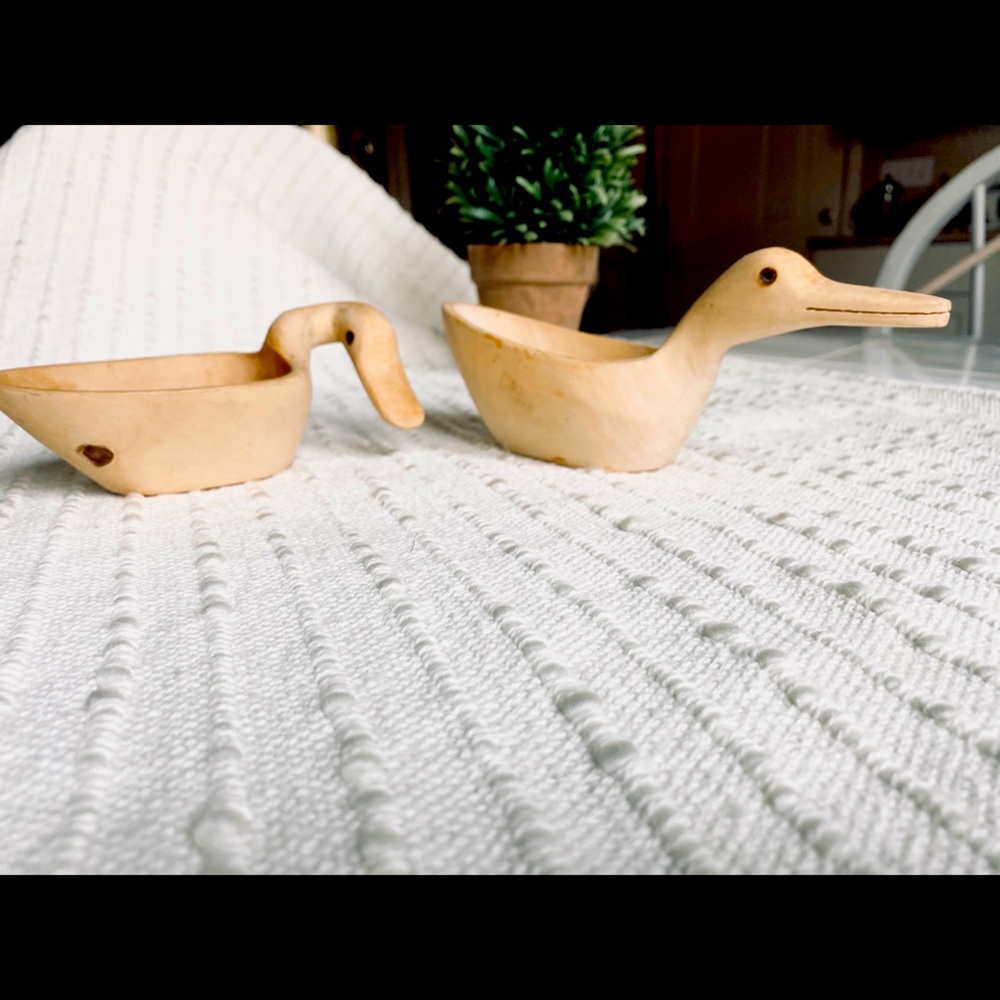 2 Wooden Duck Bowls/Boho